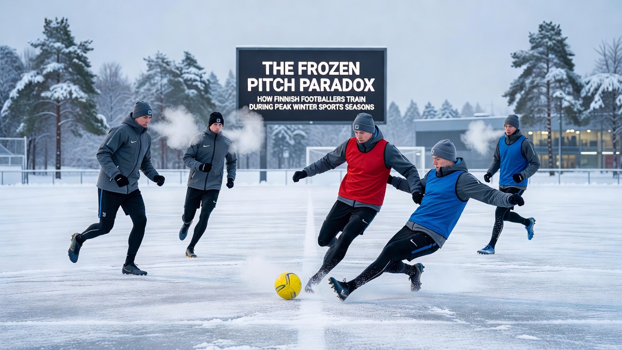 Indoor training hall in Tampere where footballers share space with hockey athletes during peak winter months